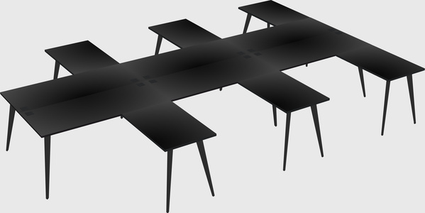 Shared l-shaped office desk system