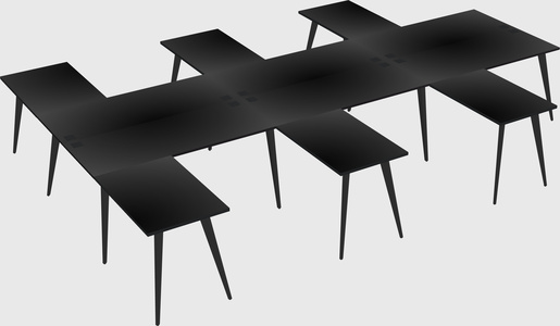 Shared l-shaped office desk system