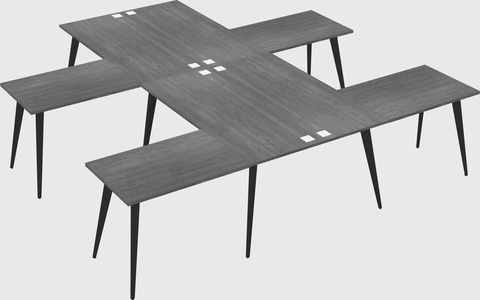 Shared l-shaped office desk system