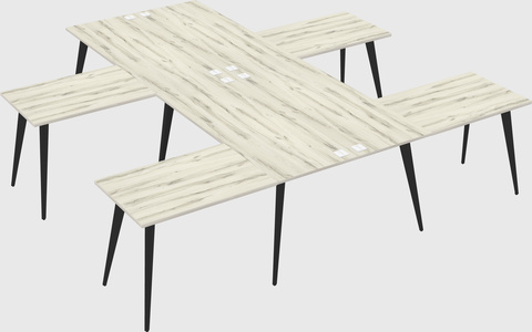 Shared l-shaped office desk system