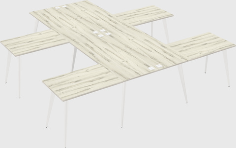 Shared l-shaped office desk system