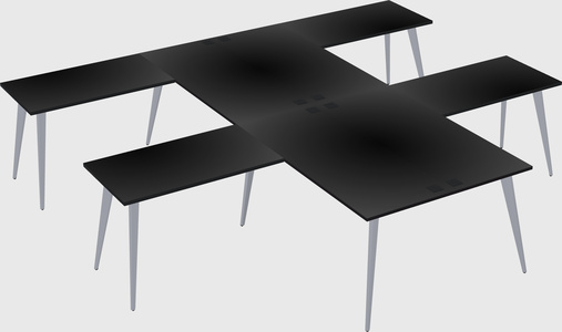Shared l-shaped office desk system
