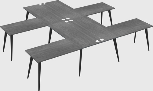 Shared l-shaped office desk system