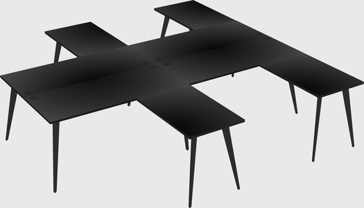 Shared l-shaped office desk system
