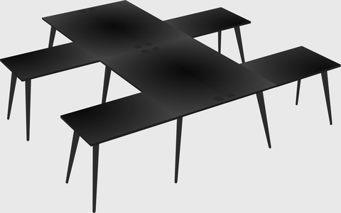 Shared l-shaped office desk system