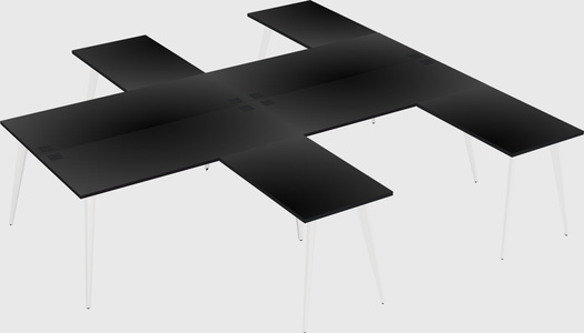 Shared l-shaped office desk system