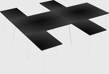 Shared l-shaped office desk system