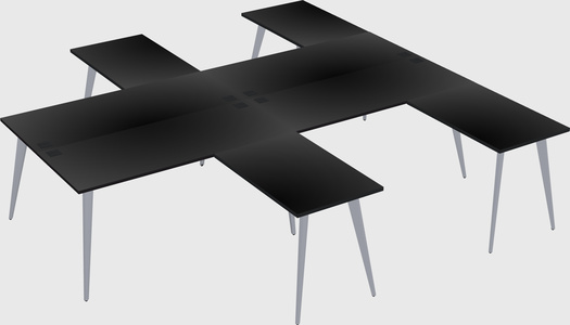 Shared l-shaped office desk system