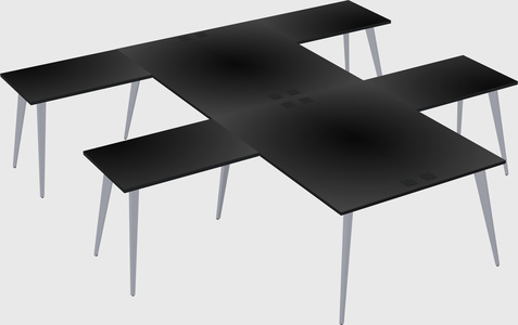 Shared l-shaped office desk system