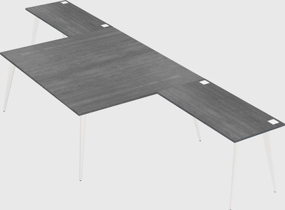 Shared l-shaped office desk system