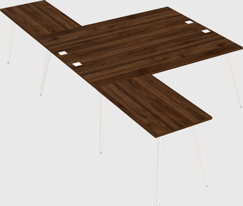 Shared l-shaped office desk system