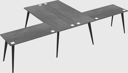 Shared l-shaped office desk system