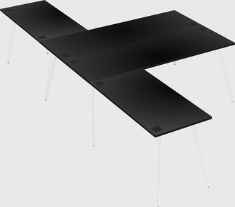 Shared l-shaped office desk system