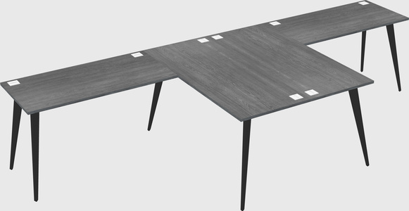 Shared l-shaped office desk system