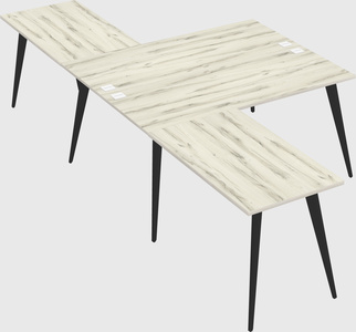 Shared l-shaped office desk system