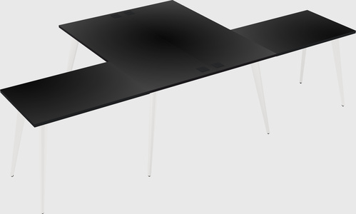 Shared l-shaped office desk system