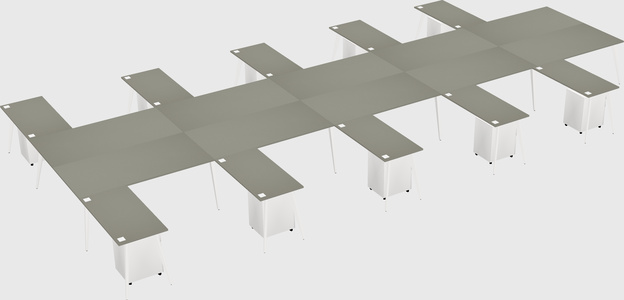 Shared l-shaped office desk system
