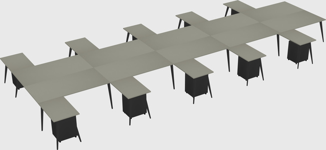Shared l-shaped office desk system