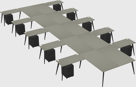 Shared l-shaped office desk system