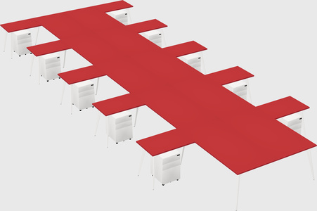 Shared l-shaped office desk system