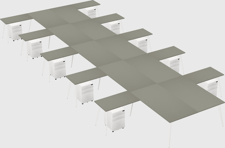 Shared l-shaped office desk system