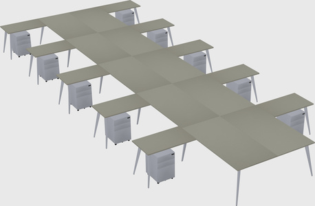 Shared l-shaped office desk system