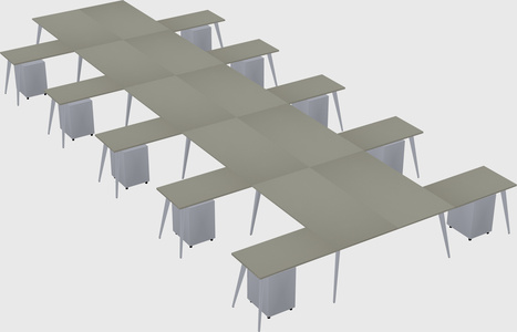 Shared l-shaped office desk system