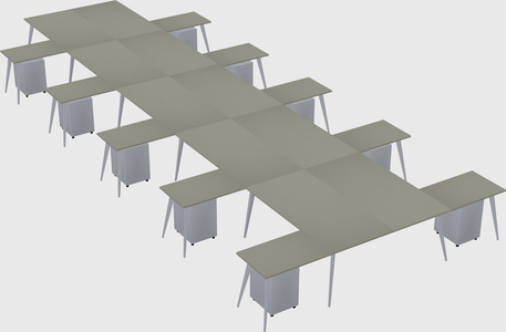 Shared l-shaped office desk system