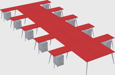 Shared l-shaped office desk system