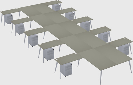 Shared l-shaped office desk system