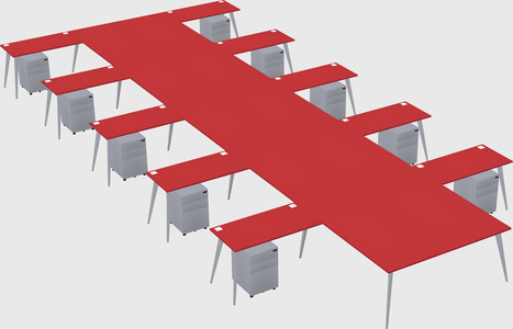 Shared l-shaped office desk system
