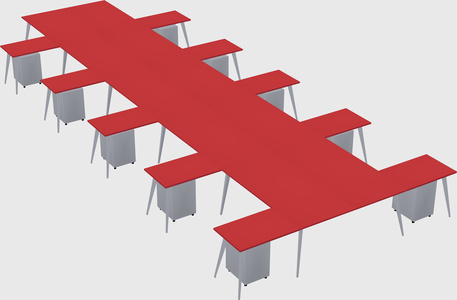 Shared l-shaped office desk system