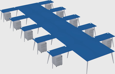 Shared l-shaped office desk system