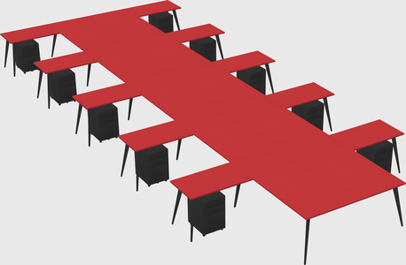 Shared l-shaped office desk system