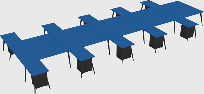 Shared l-shaped office desk system