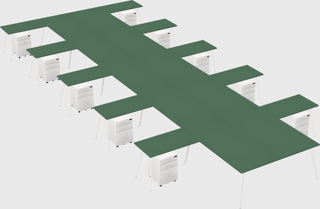 Shared l-shaped office desk system