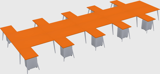 Shared l-shaped office desk system