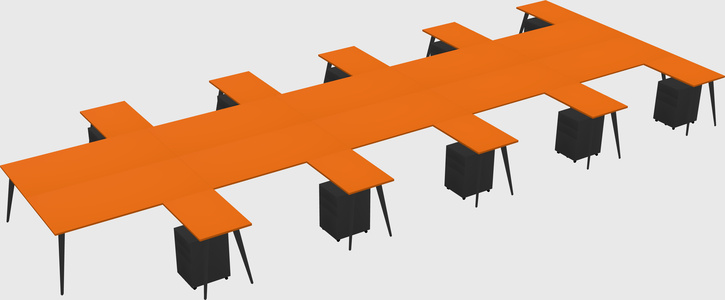 Shared l-shaped office desk system