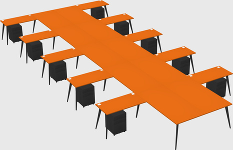 Shared l-shaped office desk system