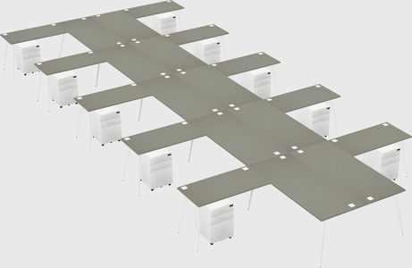 Shared l-shaped office desk system