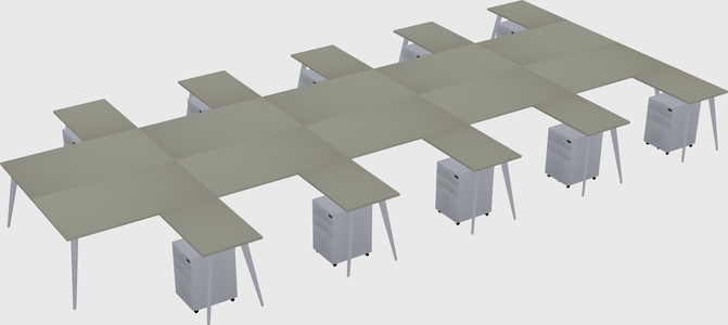 Shared L-shaped Office Desk System