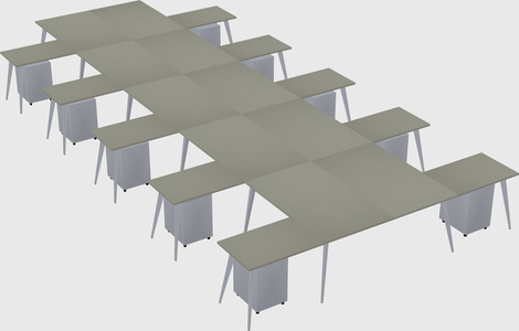 Shared l-shaped office desk system