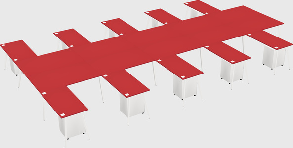 Shared l-shaped office desk system