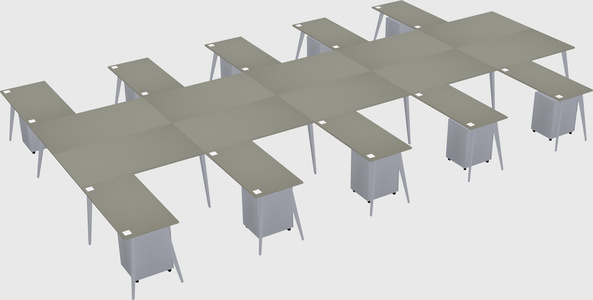 Shared l-shaped office desk system