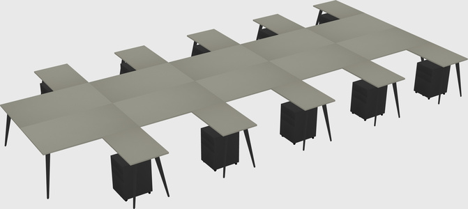 Shared L-shaped Office Desk System