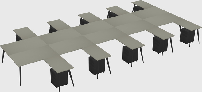 Shared L-shaped Office Desk System