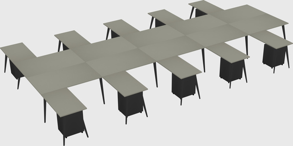 Shared l-shaped office desk system