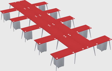 Shared l-shaped office desk system