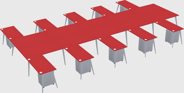 Shared l-shaped office desk system