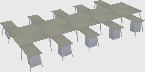 Shared l-shaped office desk system